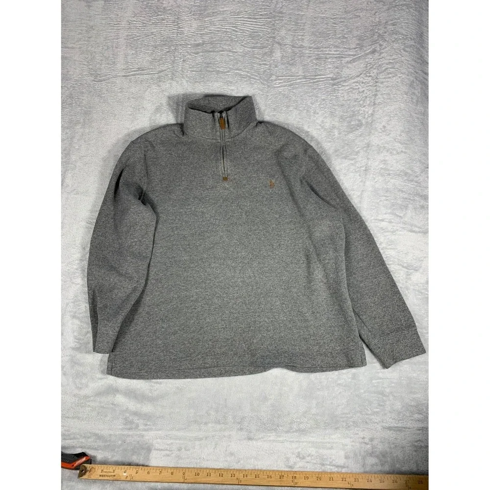 Polo Ralph Lauren Estate Rib Quarter Zip Sweater Mens XL Heather Gray Cotton